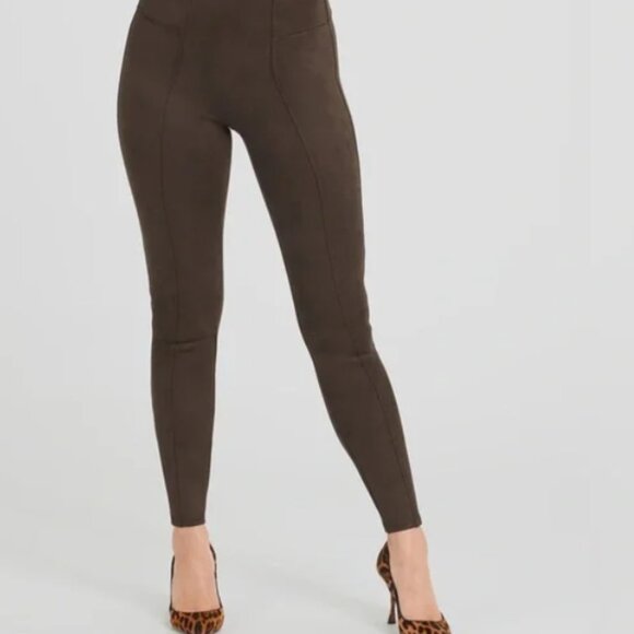 Spanx chocolate brown faux suede leggings size Medium - Picture 3 of 3